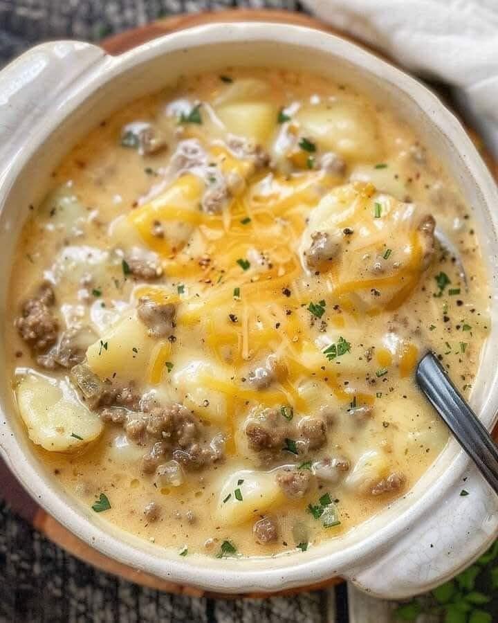 Cheesy Hamburger Potato Soup 🧀🥔🍔 480844683_122140393706569001_6482893926319822124_n